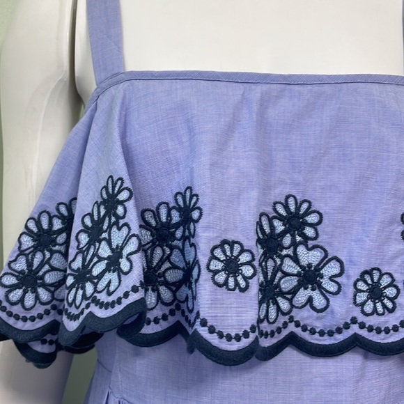 Kate Spade Daisy Floral Embroidered Patio Dress, Broome Street Blue Size Medium - Picture 5 of 10